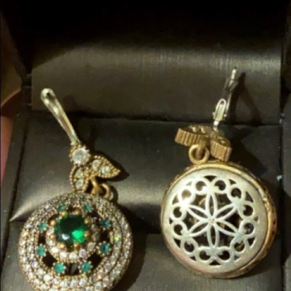 Turkish 925 silver/ emeralds/ topaz earrings - Picture 2 of 3